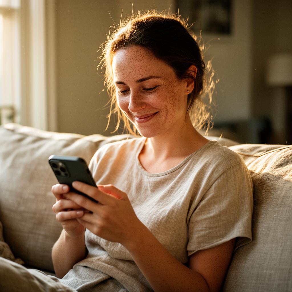 Patient using Norven Health telehealth on her phone